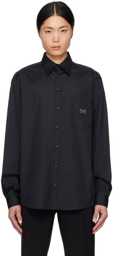 Photo: Dolce & Gabbana Black Martini-Fit Shirt