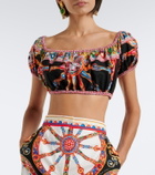Dolce&Gabbana Printed off-shoulder cotton crop top