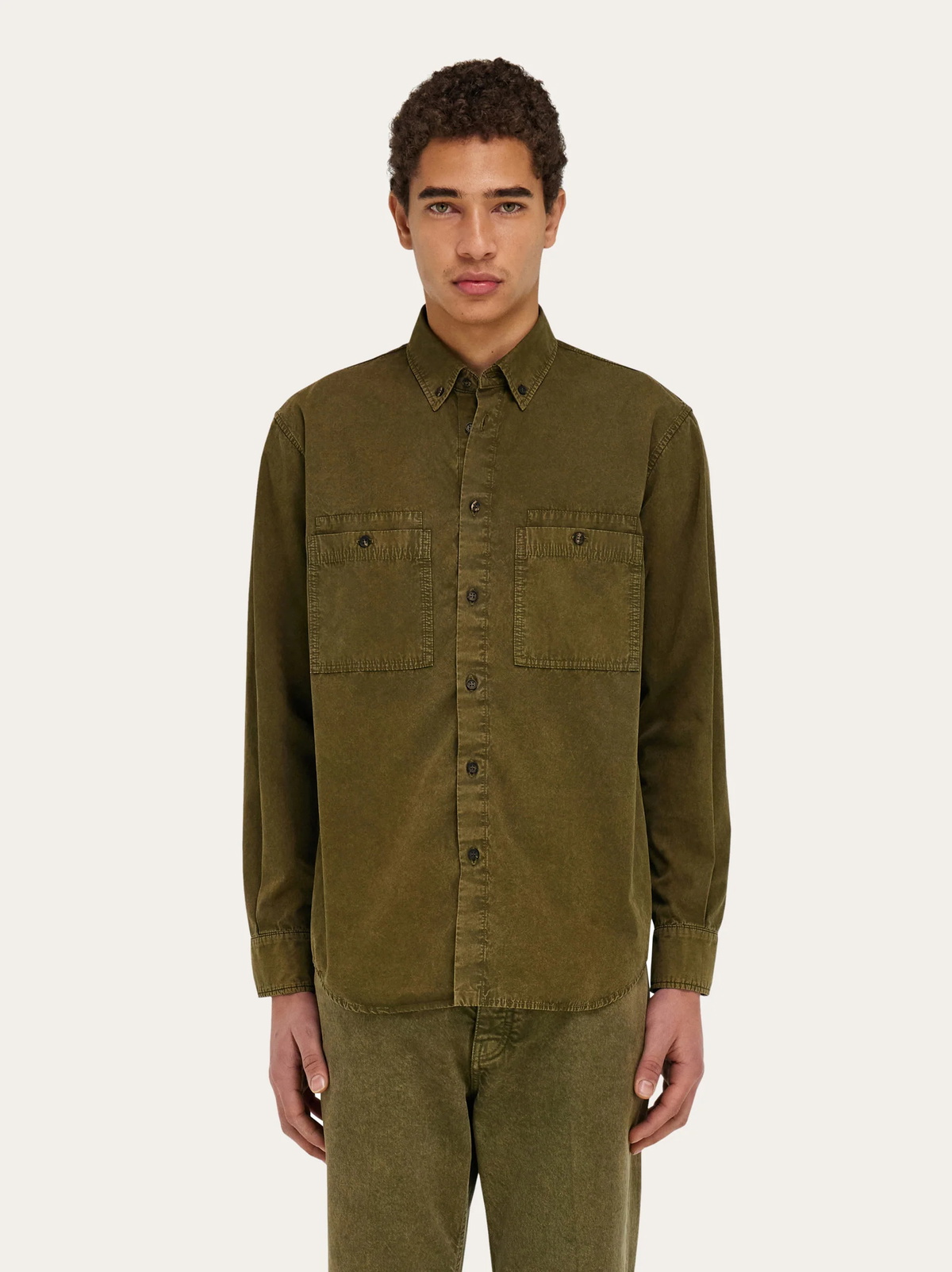 Ferragamo Mens Button down work shirt in Green