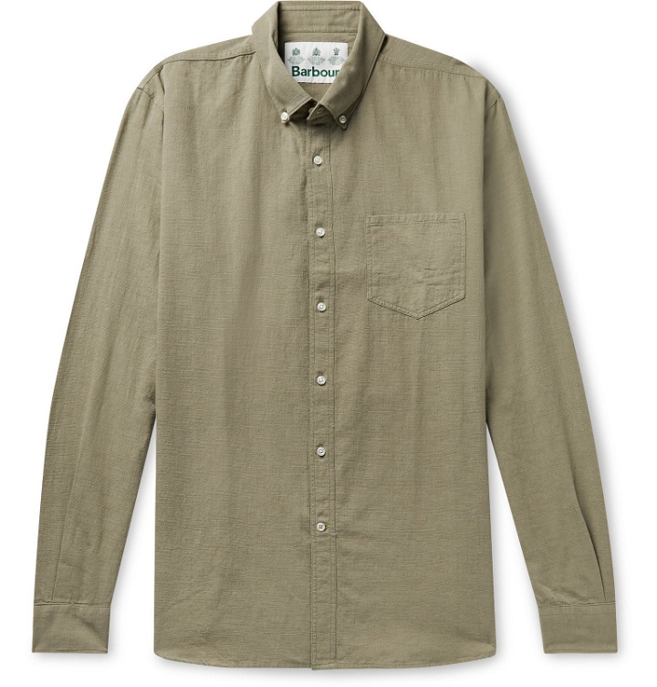 Photo: Barbour White Label - Dunbar Button-Down Collar Slub Cotton Shirt - Green