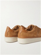 Mulo - Leather-Trimmed Waxed-Suede Sneakers - Brown