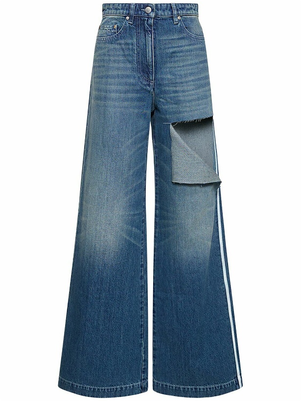 Photo: PETER DO - Cotton Denim Cut Out Wide Jeans