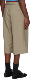 Dries Van Noten Beige Belted Wool Mohair Shorts