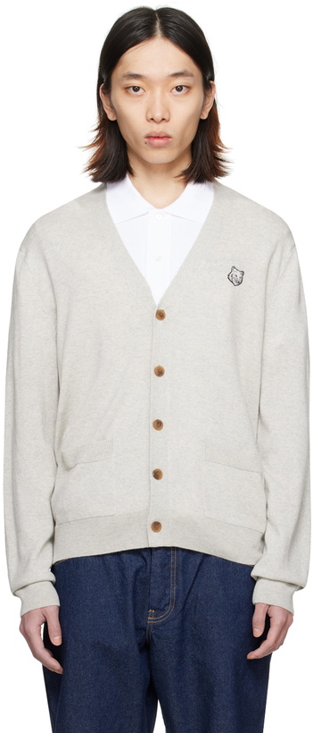 Photo: Maison Kitsuné Gray Bold Fox Head Cardigan