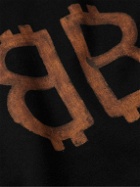 Balenciaga - Crypto Logo-Print Bleached Cotton-Jersey Hoodie - Black