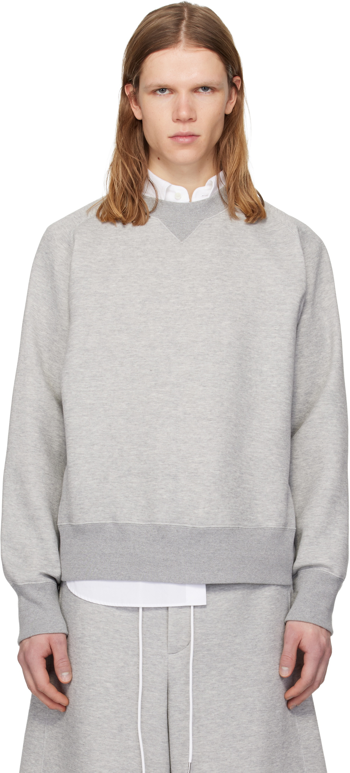 sacai Gray Sponge Pullover Sweatshirt