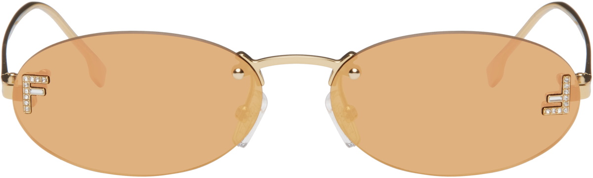 Fendi Gold 'Fendi First' Crystal Sunglasses