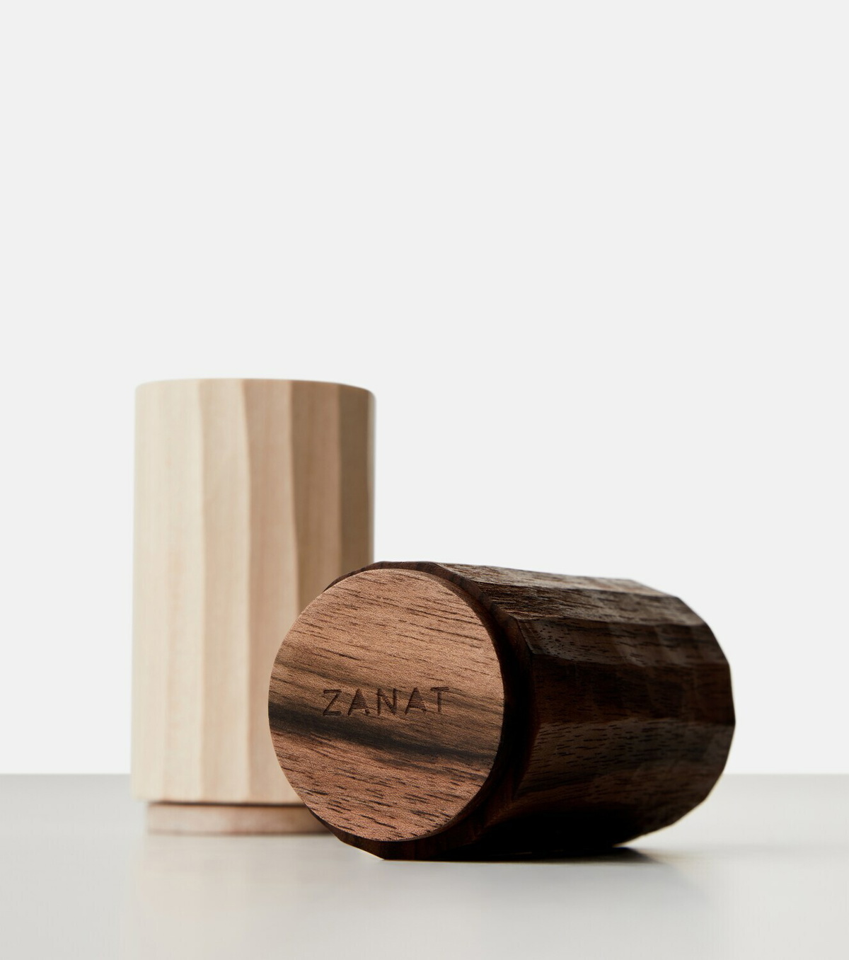 Zanat Grana walnut salt and pepper shakers by Naoto Fukasawa