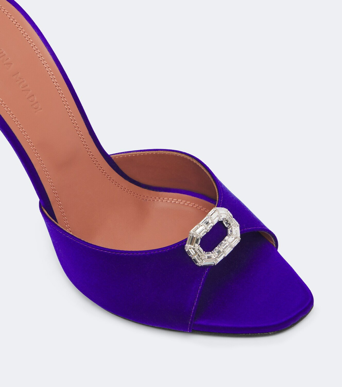 Amina Muaddi Mini Camelia embellished satin mules