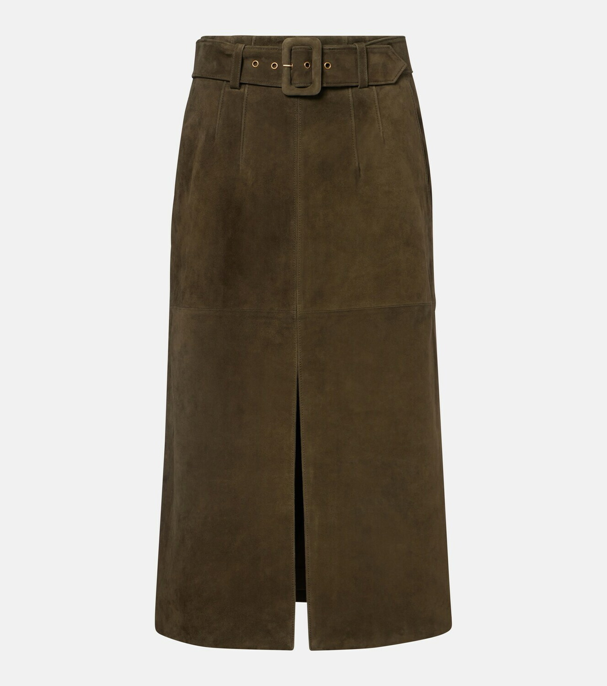 Veronica Beard Alexie belted suede midi skirt