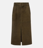Veronica Beard Alexie belted suede midi skirt