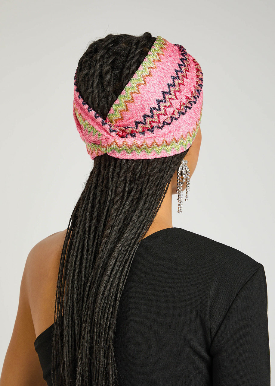Missoni Metallic Zigzag-intarsia Knitted Headband - Pink - One Size