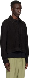 AMI Paris Black Buttoned Leather Jacket