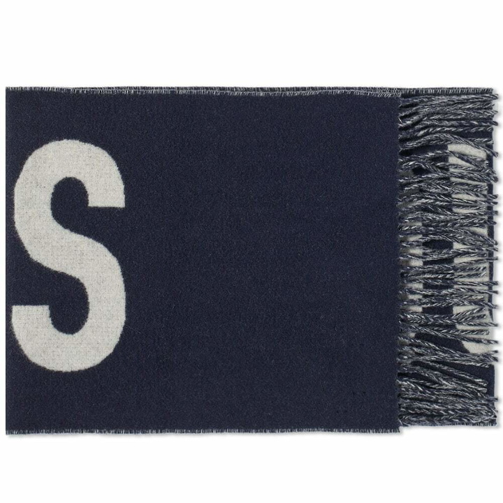 Photo: Jacquemus Men's Jacquard Logo Scarf in Navy