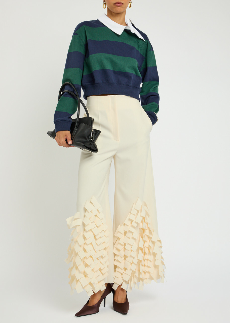 A.W.A.K.E Mode Laser-cut Crepe Trousers Ivory