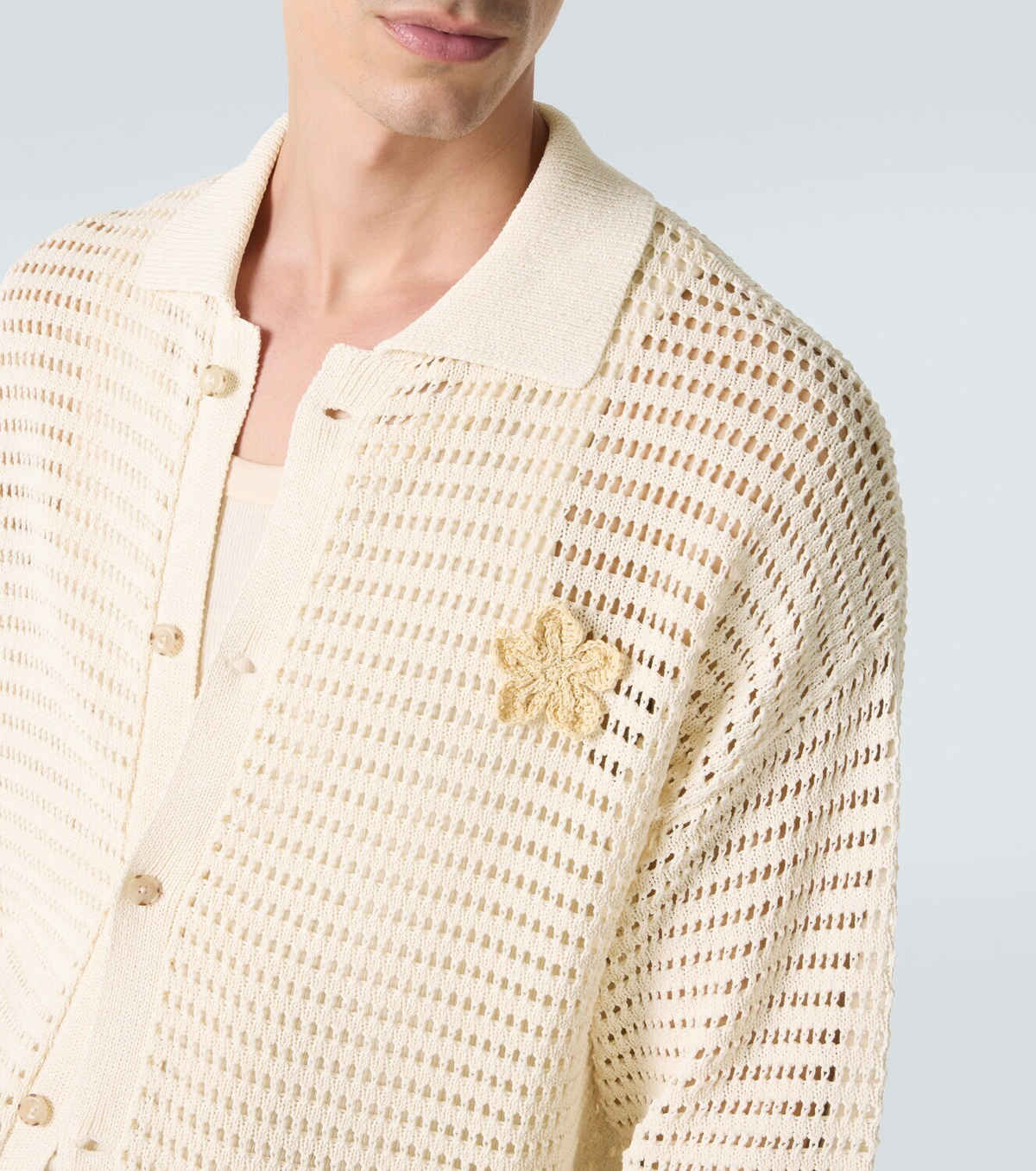 Commas Crochet floral-appliqué open-knit shirt
