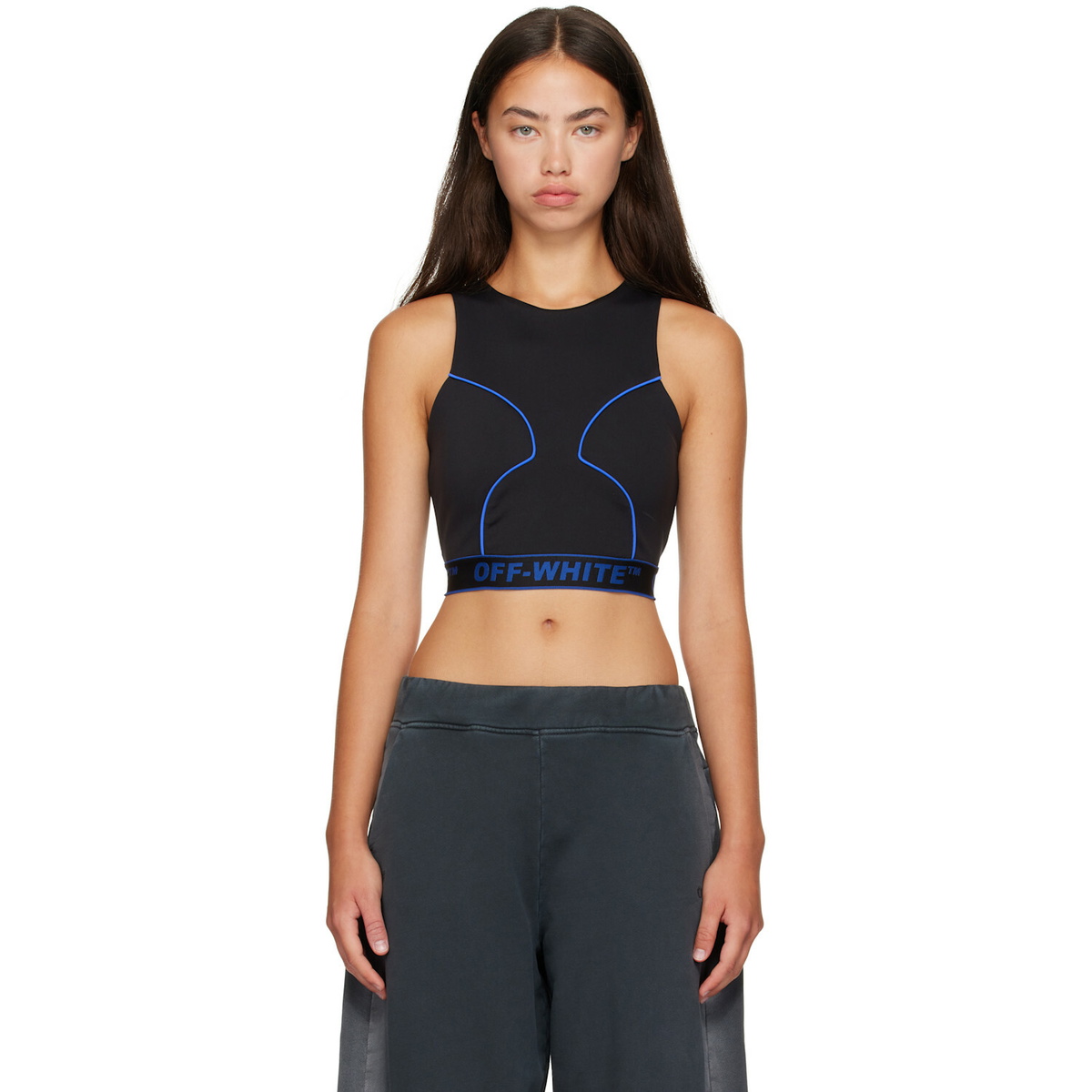Off-White Black Logoband Lycra Tank Top