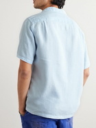 Portuguese Flannel - Camp-Collar Linen Shirt - Blue