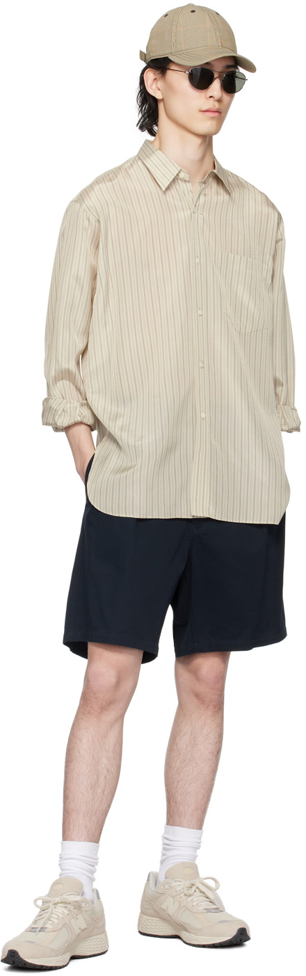 YLÈVE Navy Pleated Shorts