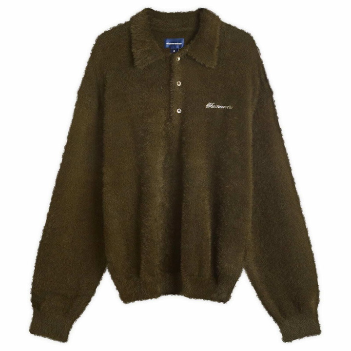 Photo: thisisneverthat Men's Knit Polo Shirt in Olive