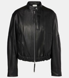Vince Cropped leather bomber jacket