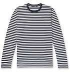 Junya Watanabe - Striped Cotton-Jersey T-Shirt - Midnight blue