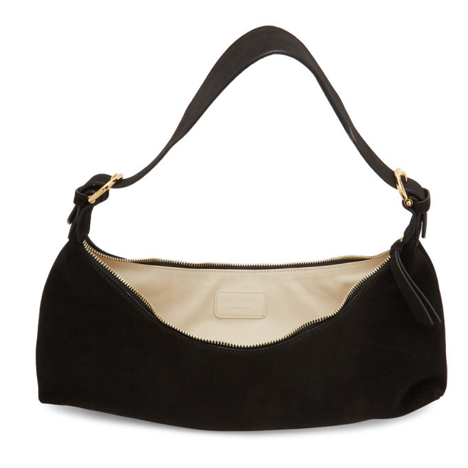 BY FAR Black Suede Mara Shoulder Bag