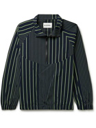 NOMA t.d. - Off-Key Striped Nylon-Blend Twill Half-Zip Track Jacket - Blue