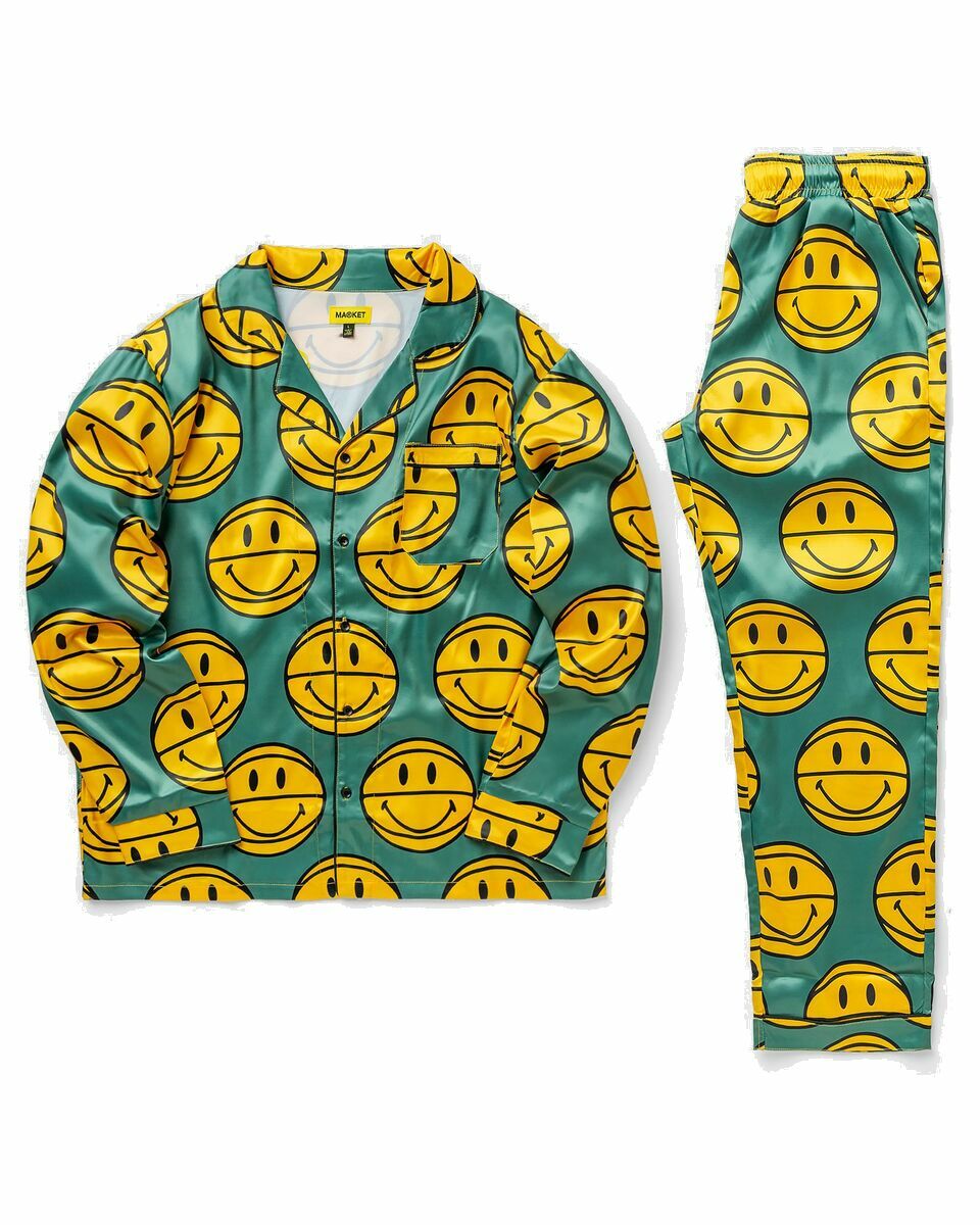 Photo: Market Smiley Basketball Pajama Set Green|Yellow - Mens - Sleep  & Loungewear