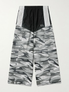 Balenciaga - Wide-Leg Panelled Cotton-Poplin and Camouflage-Print Ripstop Cargo Track Pants - Black