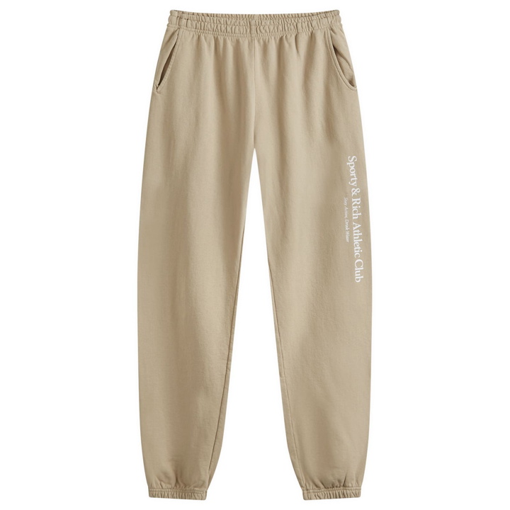 Photo: Sporty & Rich Men's Athletic Club Sweat Pants in Elephant/White