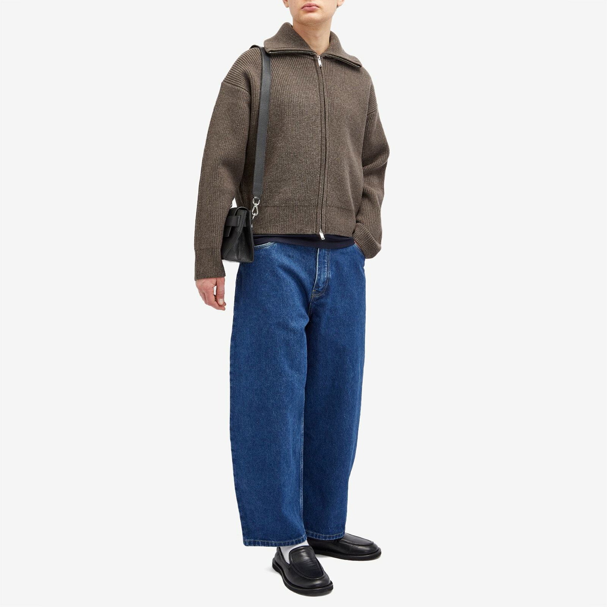 Studio Nicholson Men's Sandos Double Zip Rib Knit in Mole