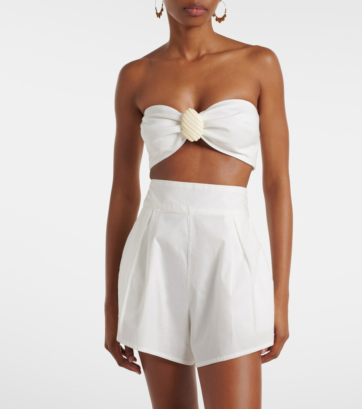 Adriana Degreas Embellished cotton-blend bandeau top