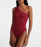 Taller Marmo One-shoulder swimsuit and beach cover-up set