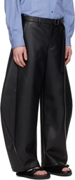 sacai Black Belted Faux-Leather Trousers