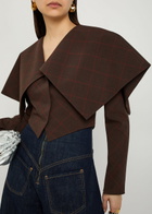 A.W.A.K.E Mode Oversized-collar Checked Cropped Jacket Brown