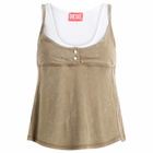 Diesel Women's T-Olisse Double Layer Cami Top in White/Khaki