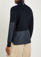 Moncler Grenoble Panelled Roll-neck Wool-blend Jumper Navy