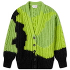 Alexander McQueen Women's Mohair Neon Cardigan in Sage/Lichen/Black