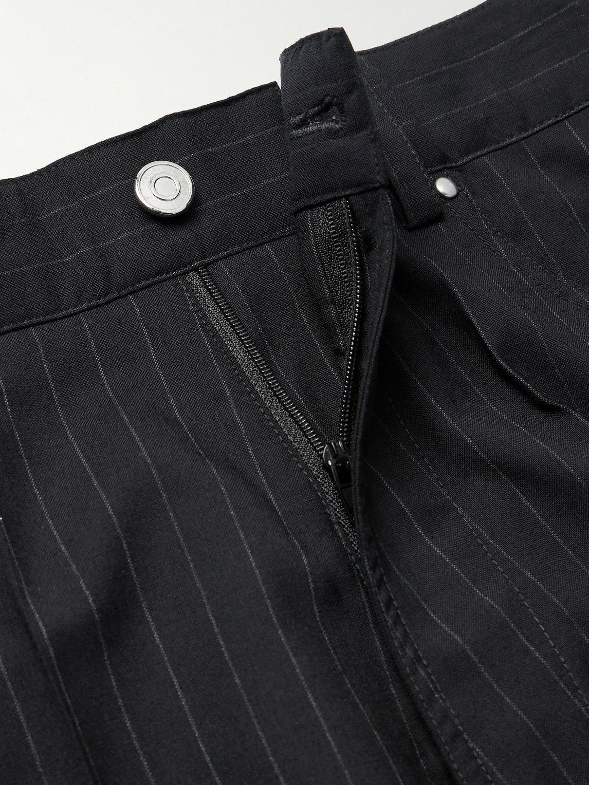 SECOND / LAYER - Flared Pinstriped Wool Trousers - Black