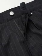 SECOND / LAYER - Flared Pinstriped Wool Trousers - Black
