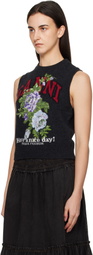 GANNI Grey Rose Wool Vest