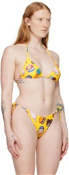 Moschino Yellow Printed Bikini Top