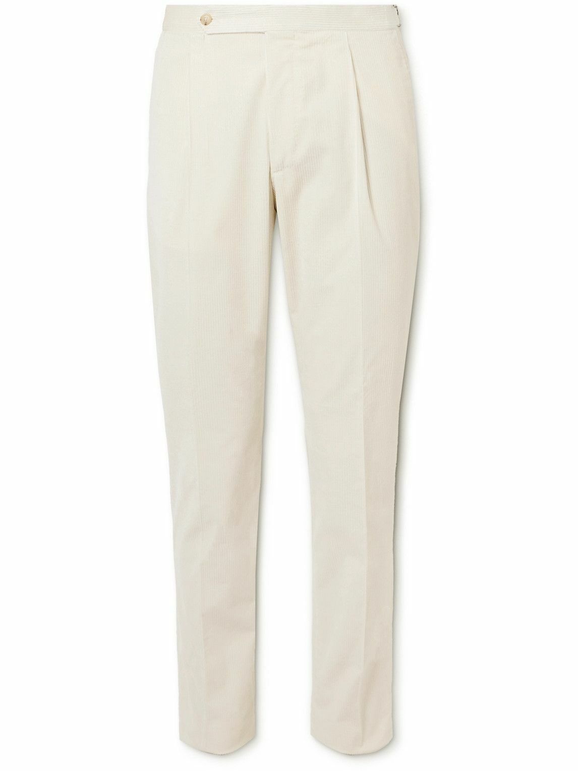De Petrillo - Pleated Cotton-Blend Corduroy Trousers - White De Petrillo