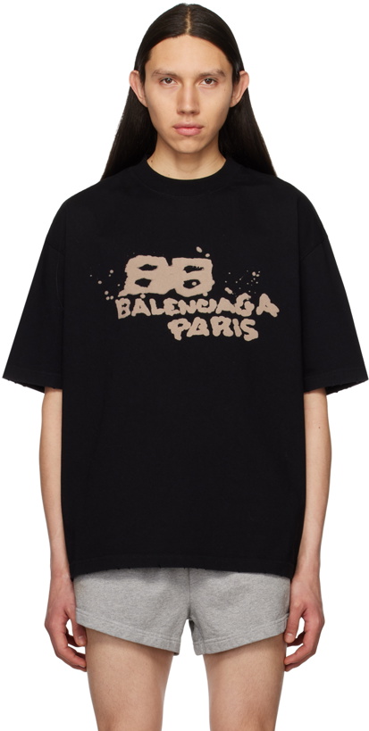 Photo: Balenciaga Black Hand Drawn BB T-Shirt
