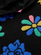 The Elder Statesman - Brian Blomerth Sound Flowers Intarsia Cashmere Hooded Sweater - Black