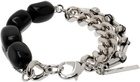 Dries Van Noten Black & Silver Stone Chain Bracelet