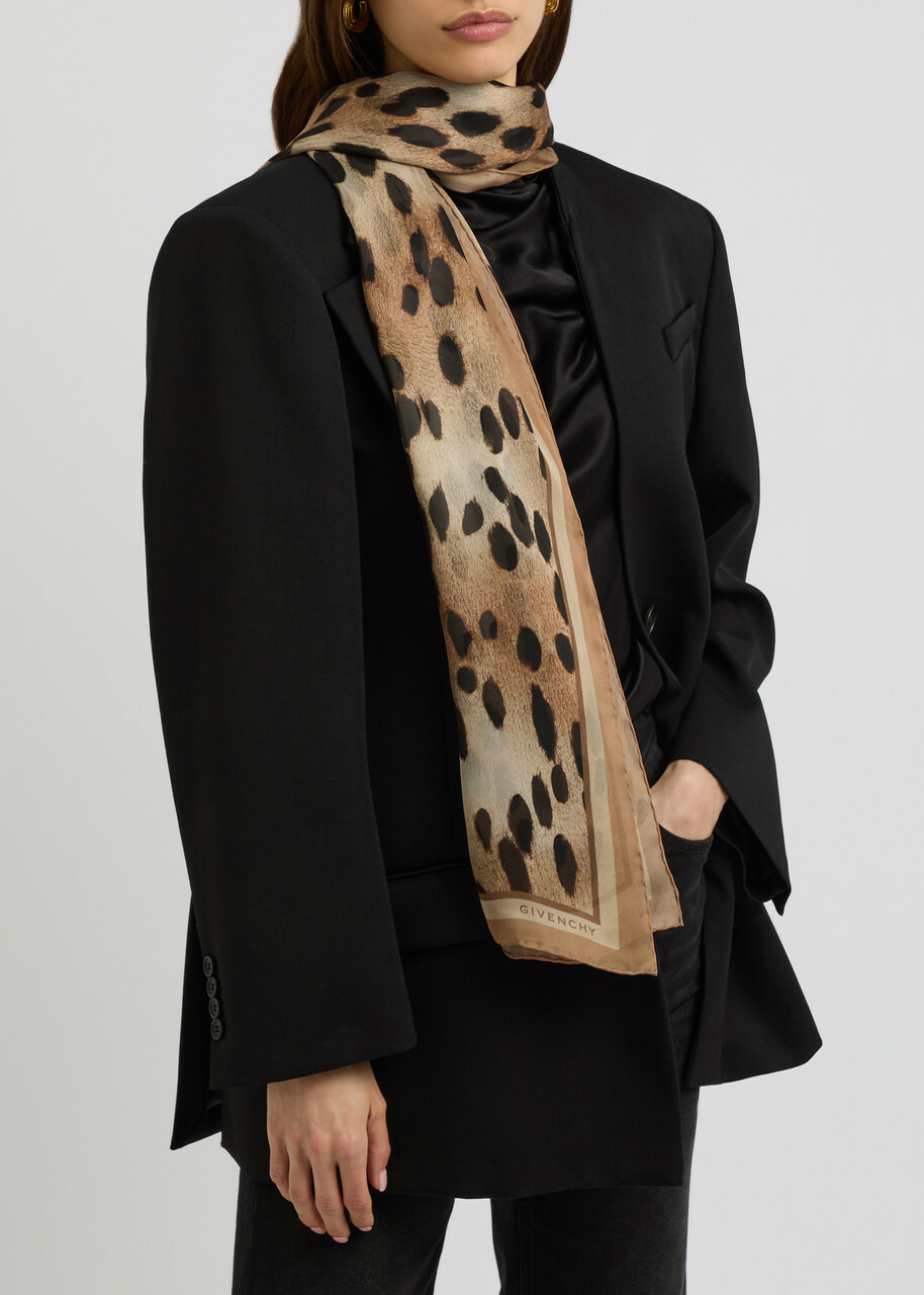 Givenchy Cheetah-printed Silk-satin Scarf - Leopard - One