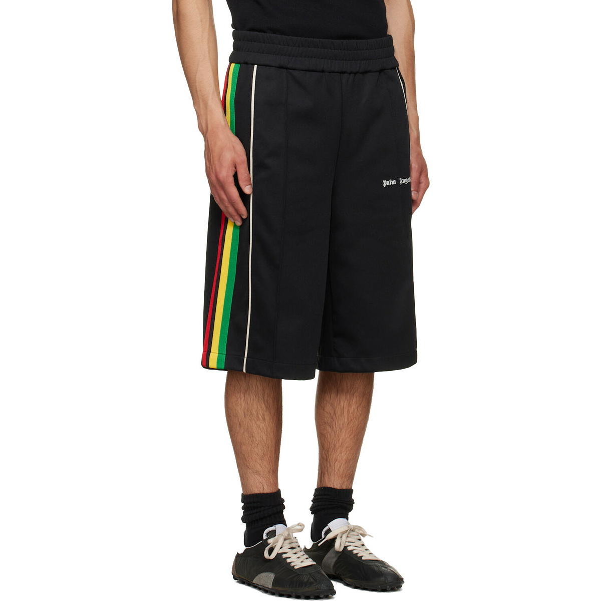 Palm Angels Black Classic Logo Vintage Track Shorts