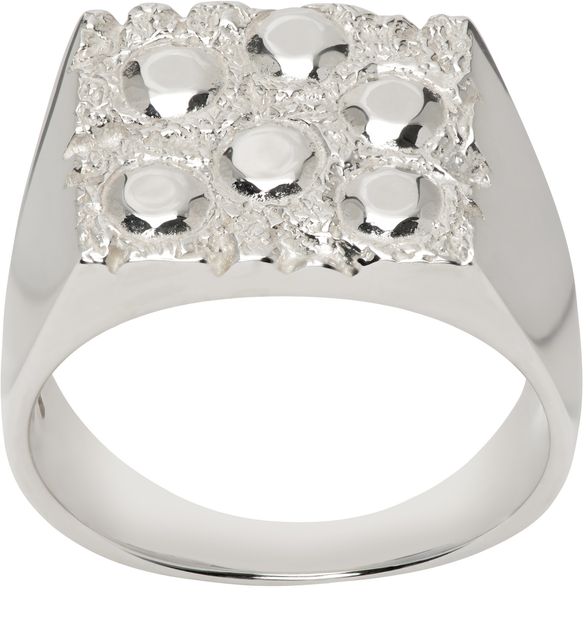 Bleue Burnham Silver Rose Garden Impression Signet Ring Bleue Burnham